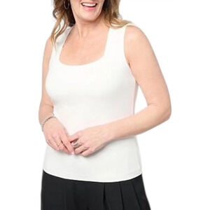 C Wonder Women's Yummy Knit Square-Neck Tank White - Regular